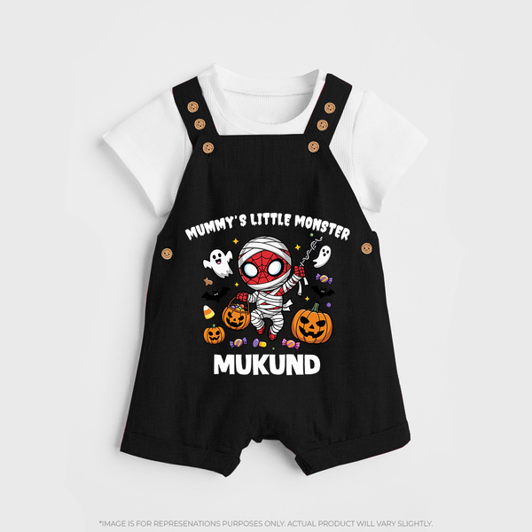  Mummy’s Little Monster Halloween Dungaree - BLACK - 0 - 5 Months Old (Chest 18")