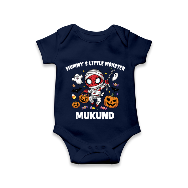  Mummy’s Little Monster Halloween Romper - NAVY BLUE - New Born (Chest 14")
