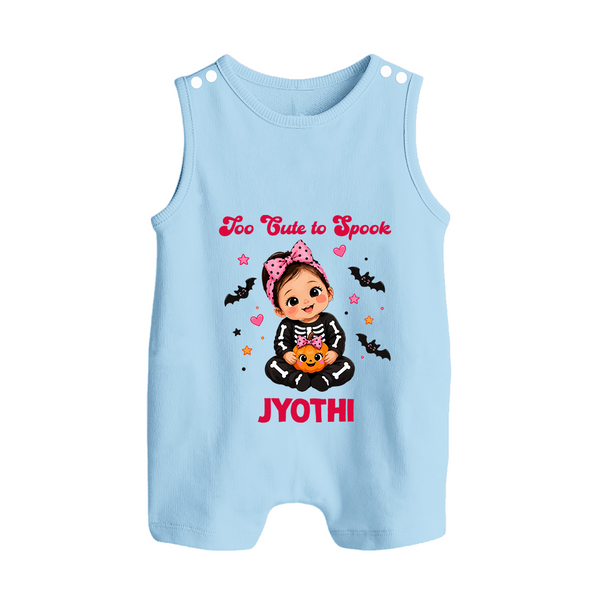  Too Cute to Spook Halloween Romper Suit  - BABY BLUE - New Born (Chest 18")