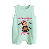  Too Cute to Spook Halloween Romper Suit  - MINT GREEN - New Born (Chest 18")
