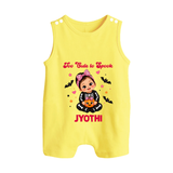  Too Cute to Spook Halloween Romper Suit  - PASTEL YELLOW - New Born (Chest 18")