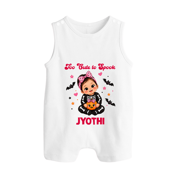  Too Cute to Spook Halloween Romper Suit  - WHITE - New Born (Chest 18")
