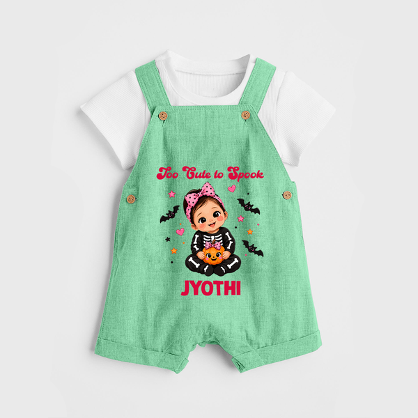  Too Cute to Spook Halloween Dungaree - GREEN - 0 - 5 Months Old (Chest 18")