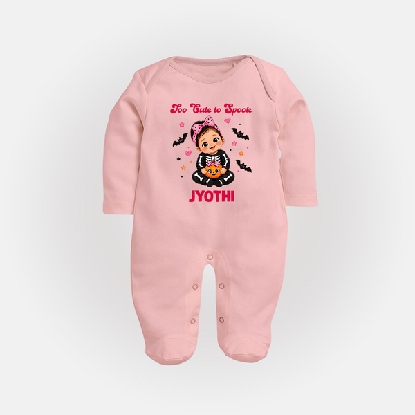  Too Cute to Spook Halloween Full Body Suit - BABY PINK - New Born (Chest 7.5")