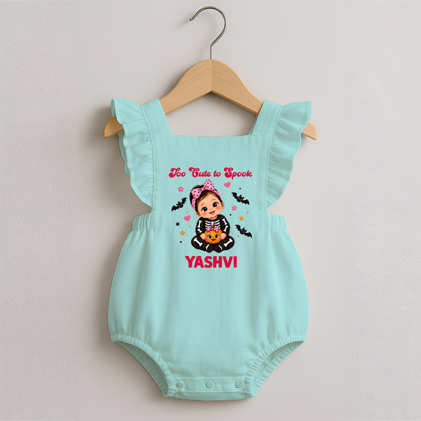  Too Cute to Spook Halloween Romper Frock  - MINT GREEN - 0 - 3 Months Old (Chest 19")