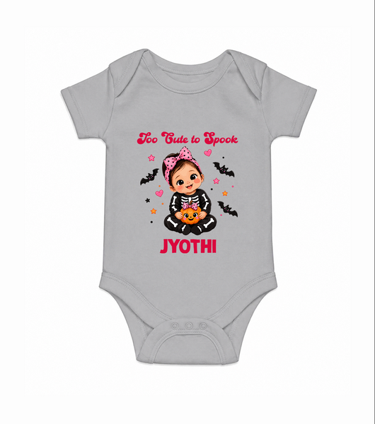  Too Cute to Spook Halloween Romper - GREY - New Born (Chest 14")