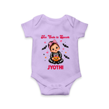  Too Cute to Spook Halloween Romper - LILAC - New Born (Chest 14")