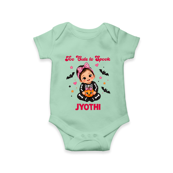  Too Cute to Spook Halloween Romper - MINT GREEN - New Born (Chest 14")
