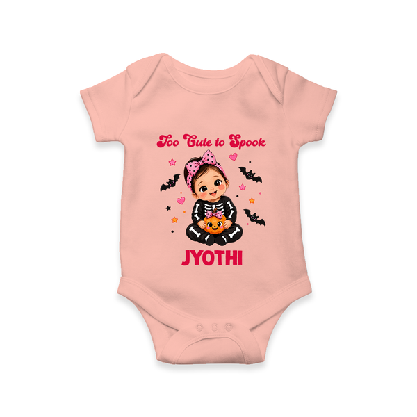  Too Cute to Spook Halloween Romper - PEACH - New Born (Chest 14")