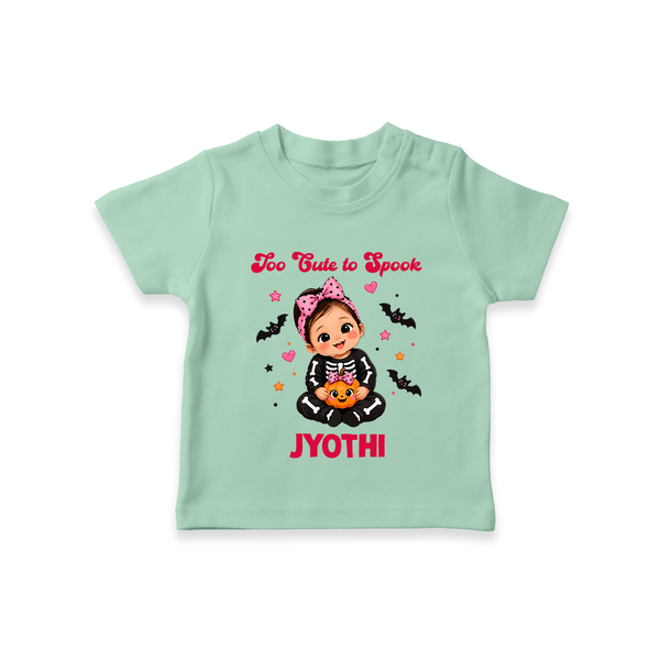  Too Cute to Spook Halloween T Shirt - MINT GREEN - 0-5 Months Old (Chest 17")