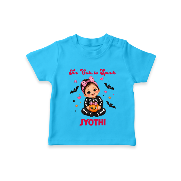  Too Cute to Spook Halloween T Shirt - SKY BLUE - 0-5 Months Old (Chest 17")