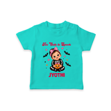  Too Cute to Spook Halloween T Shirt - TEAL - 0-5 Months Old (Chest 17")