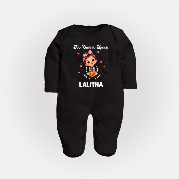  Too Cute to Spook Halloween Full Body Suit - BLACK - New Born (Chest 7.5")