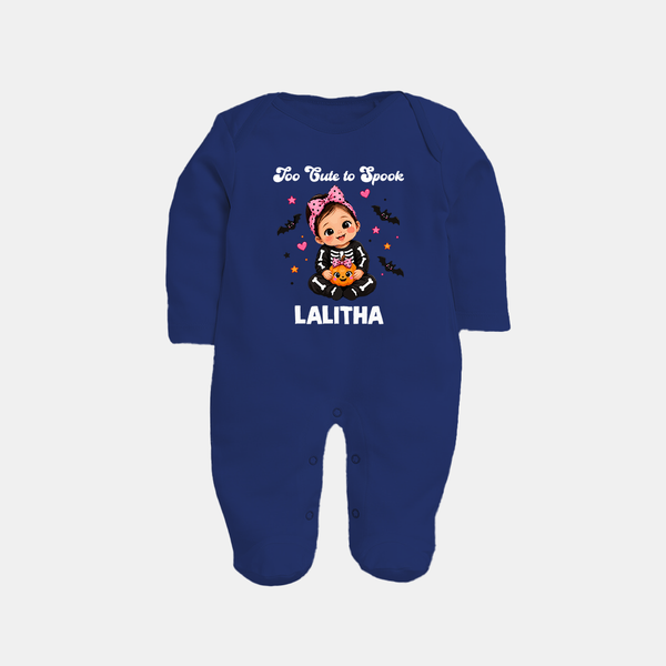  Too Cute to Spook Halloween Full Body Suit - NAVY BLUE - New Born (Chest 7.5")