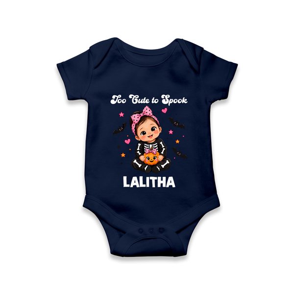  Too Cute to Spook Halloween Romper - NAVY BLUE - New Born (Chest 14")