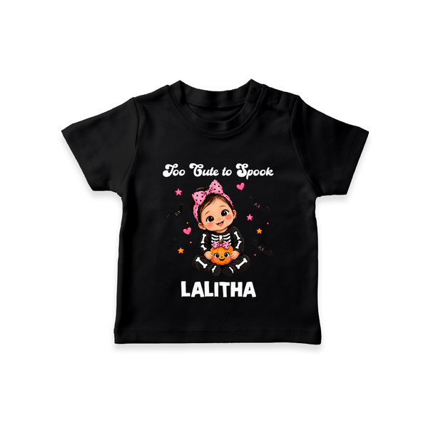  Too Cute to Spook Halloween T Shirt - BLACK - 0-5 Months Old (Chest 17")