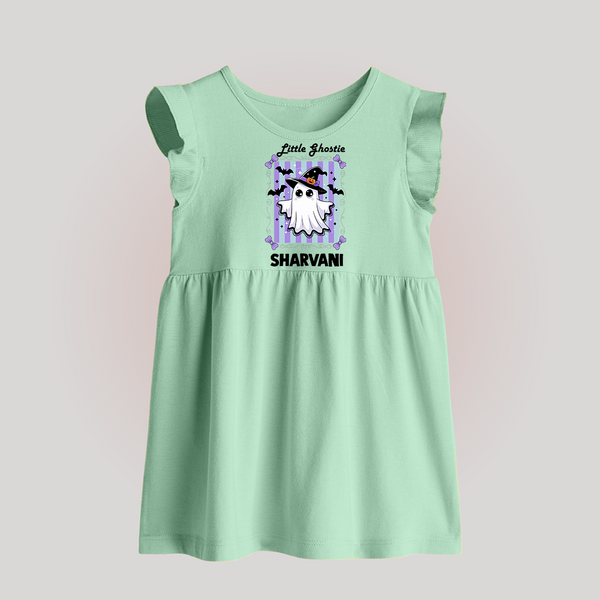  Little Ghostie Halloween Baby Frock  - MINT GREEN - 0 - 3 Months Old (Chest 17")