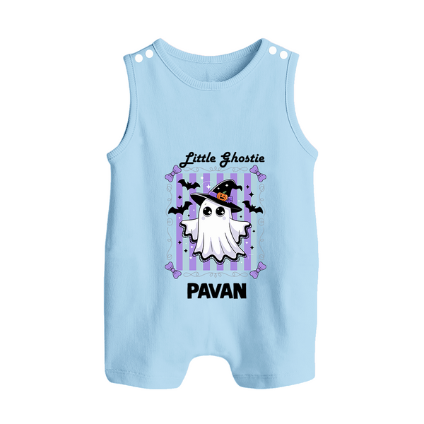  Little Ghostie Halloween Romper Suit  - BABY BLUE - New Born (Chest 18")