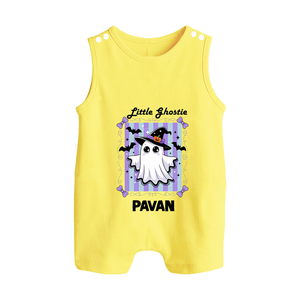  Little Ghostie Halloween Romper Suit  - PASTEL YELLOW - New Born (Chest 18")