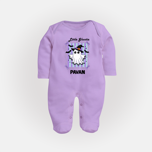  Little Ghostie Halloween Full Body Suit - LILAC - New Born (Chest 7.5")