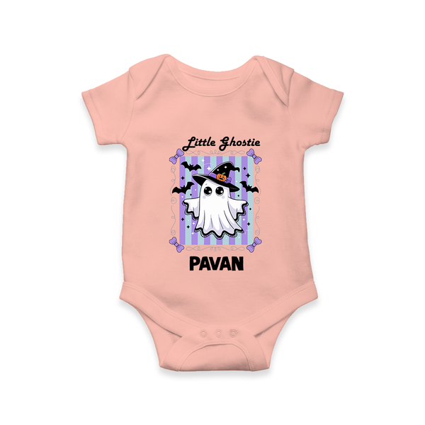 Little Ghostie Halloween Romper - PEACH - New Born (Chest 14")
