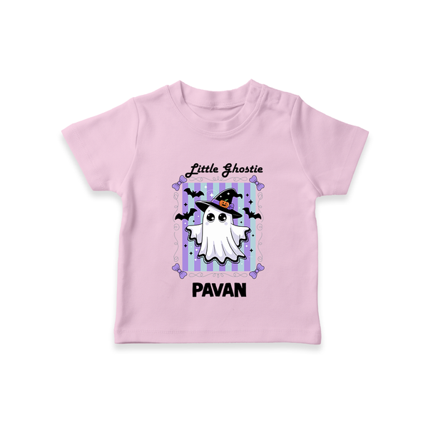  Little Ghostie Halloween T Shirt - BABY PINK - 0-5 Months Old (Chest 17")