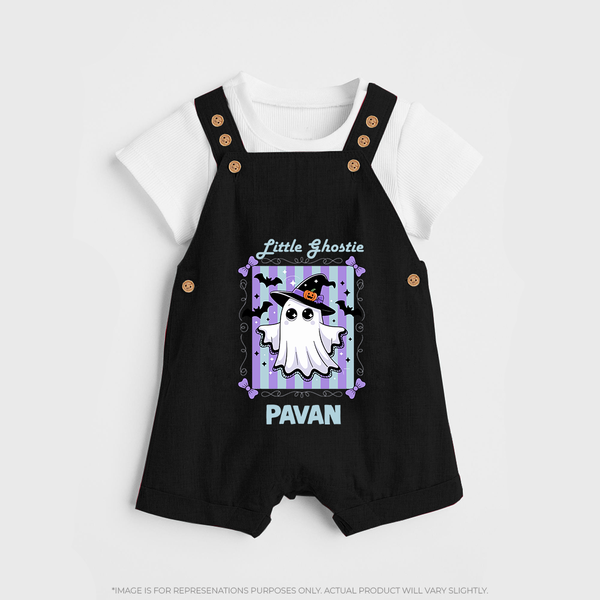  Little Ghostie Halloween Dungaree - BLACK - 0 - 5 Months Old (Chest 18")