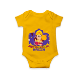 "Step into vibrant hues with our "Jai Anjaneya" Customised Romper for Kids - CHROME YELLOW - 0 - 3 Months Old (Chest 16")