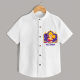 "Step into vibrant hues with our "Jai Anjaneya" Customised Shirt for kids - WHITE - 0 - 6 Months Old (Chest 21")