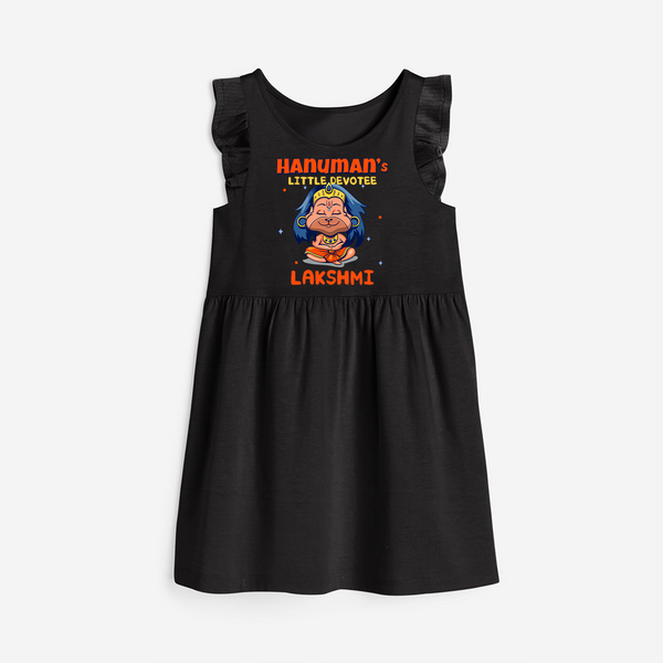 Embrace tradition with "Hanuman's Little Devotee" Customised Girls Frock - BLACK - 0 - 6 Months Old (Chest 18")
