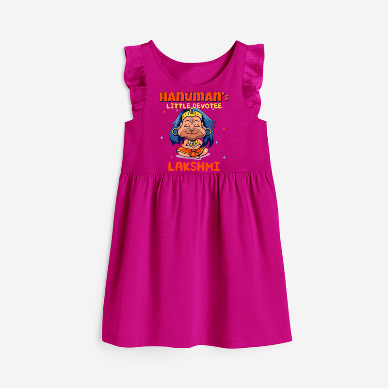 Embrace tradition with "Hanuman's Little Devotee" Customised Girls Frock - HOT PINK - 0 - 6 Months Old (Chest 18")