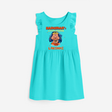 Embrace tradition with "Hanuman's Little Devotee" Customised Girls Frock - LIGHT BLUE - 0 - 6 Months Old (Chest 18")