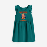 Embrace tradition with "Hanuman's Little Devotee" Customised Girls Frock - MYRTLE GREEN - 0 - 6 Months Old (Chest 18")