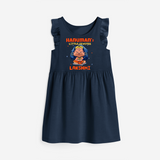 Embrace tradition with "Hanuman's Little Devotee" Customised Girls Frock - NAVY BLUE - 0 - 6 Months Old (Chest 18")