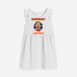 Embrace tradition with "Hanuman's Little Devotee" Customised Girls Frock - WHITE - 0 - 6 Months Old (Chest 18")