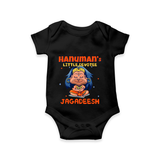 Embrace tradition with "Hanuman's Little Devotee" Customised Romper for Kids - BLACK - 0 - 3 Months Old (Chest 16")