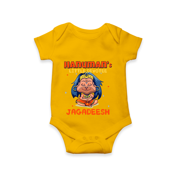 Embrace tradition with "Hanuman's Little Devotee" Customised Romper for Kids - CHROME YELLOW - 0 - 3 Months Old (Chest 16")