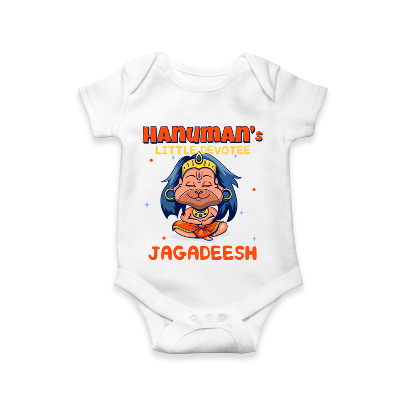 Embrace tradition with "Hanuman's Little Devotee" Customised Romper for Kids - WHITE - 0 - 3 Months Old (Chest 16")