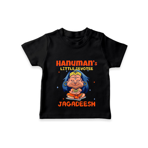 Embrace tradition with "Hanuman's Little Devotee" Customised T-Shirt for Kids - BLACK - 0 - 5 Months Old (Chest 17")