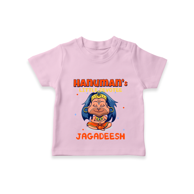 Embrace tradition with "Hanuman's Little Devotee" Customised T-Shirt for Kids - PINK - 0 - 5 Months Old (Chest 17")