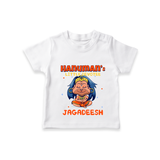 Embrace tradition with "Hanuman's Little Devotee" Customised T-Shirt for Kids - WHITE - 0 - 5 Months Old (Chest 17")