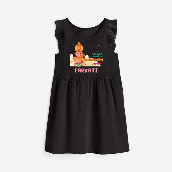 Celebrate new beginnings with our "Feeling Blessed On Hanuman Jayanti" Customised Girls Frock - BLACK - 0 - 6 Months Old (Chest 18")