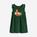 Celebrate new beginnings with our "Feeling Blessed On Hanuman Jayanti" Customised Girls Frock - BOTTLE GREEN - 0 - 6 Months Old (Chest 18")