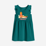 Celebrate new beginnings with our "Feeling Blessed On Hanuman Jayanti" Customised Girls Frock - MYRTLE GREEN - 0 - 6 Months Old (Chest 18")