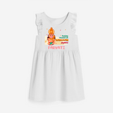 Celebrate new beginnings with our "Feeling Blessed On Hanuman Jayanti" Customised Girls Frock - WHITE - 0 - 6 Months Old (Chest 18")
