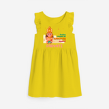 Celebrate new beginnings with our "Feeling Blessed On Hanuman Jayanti" Customised Girls Frock - YELLOW - 0 - 6 Months Old (Chest 18")
