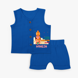 Celebrate new beginnings with our "Feeling Blessed On Hanuman Jayanti" Customised Jabla set for Kids - MIDNIGHT BLUE - 0 - 3 Months Old (Chest 9.8")