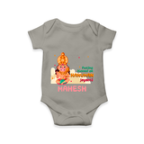 Celebrate new beginnings with our "Feeling Blessed On Hanuman Jayanti" Customised Romper for Kids - GREY - 0 - 3 Months Old (Chest 16")