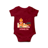 Celebrate new beginnings with our "Feeling Blessed On Hanuman Jayanti" Customised Romper for Kids - MAROON - 0 - 3 Months Old (Chest 16")