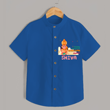 Celebrate new beginnings with our "Feeling Blessed On Hanuman Jayanti" Customised  Shirt for kids - COBALT BLUE - 0 - 6 Months Old (Chest 21")